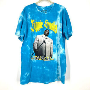 Biggie Smalls Mo Money Mo Problems T-Shirt Blue Tie Dye Large